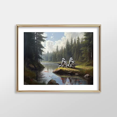 Star Wars Vintage Landscape Style Art Prints - Premium Giclee Fine Art Print - Aesthetic Darth Vader Boba Fett Yoda Wall Decor Print Poster for Living Room, Home Décor, Ready to Frame — view 3