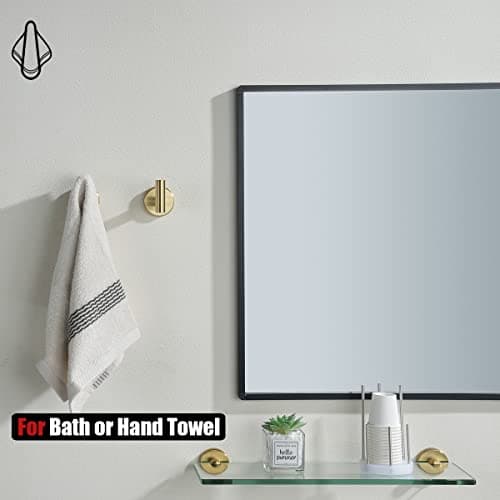 JQK Gold Bathroom Towel Hook, Coat Robe Clothes Hook for Bathroom Kitchen Garage Wall Mounted (Pack of 2), SUS 304 Stainless Steel Brushed Gold, TH100-BG-P2 — view 3