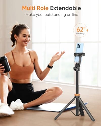 EUCOS 62" Phone Tripod, Tripod for iPhone & Selfie Stick with Remote — view 2