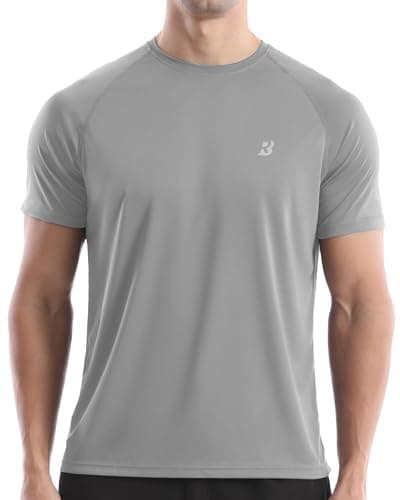 Roadbox Mens Sun Protection Swim Shirt, UPF 50+ Short Sleeve UV Rash Guard, Quick Dry Water T-Shirt for Surf Running Workout