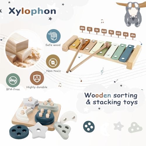 5 in 1 Montessori Baby Toys Set Blue for 6+ Months — view 4