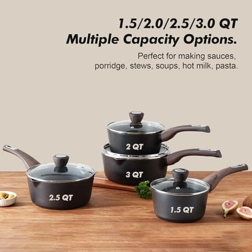 SENSARTE Nonstick Sauce Pan with Lid, 2.0 Quart Small Saucepan, Multipurpose Cooking Pot with Stay Cool Handle, Non toxic Kitchen Sauce Pot, Non stick Small Pot, Induction Comptable, PFOA Free — view 2