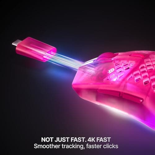 SteelSeries Aerox 3 Wireless Gen 2 - Super-Light 68g Gaming Mouse, 4K Polling, 26K DPI Optical Sensor, 200 Hour Battery, IP54 Water Resistant, 80m Click Durability, RGB, 100% PTFE Feet - Magenta Haze — view 2