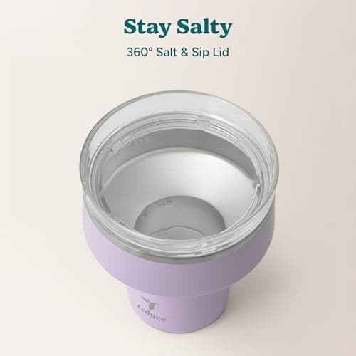 REDUCE Saltini 16 oz Cocktail Tumbler - Insulated Margarita Tumbler with Lid - Keeps Drinks Cold for 10 Hours - 360 Sippable Martini Glass Alternative - Shatterproof, Perfect for Parties - Lilac Bud — view 3