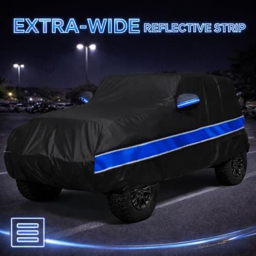 10-Layer Car Cover Compatible with Jeep Wrangler Cover Waterproof 4 Door All Weather,Sun Rain UV Dust Snow Protection,Full Exterior Car Cover with Door Zipper and Cotton Lining,Fit for CJ YJ TJ JK JL — view 5