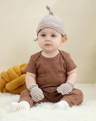 ZAVBABY Baby Boy Hats Mittens and Socks Set Cotton Newborn Girl Hat Glove 0-6 Month — view 2