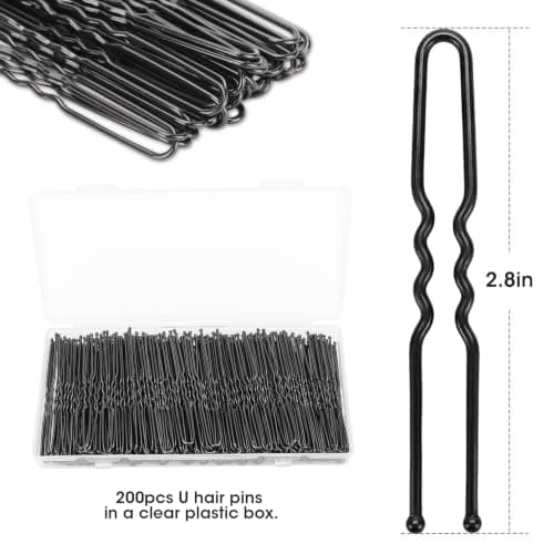 200PCS 2.8 Inch U Shaped Large Heavy Duty Hair Pins for Women Girls, Large Hair Pins for Thick/Long Hair, Long Hair Pin Bobby Pin for Secure Bun Salon Wedding Daily Hairstyles - Black — view 2