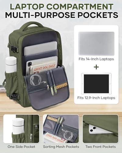 BJLFS Vacuum Backpack Travel with Pump Cabin Bags Women Travel Backpack with Vacuum System Carry on Bag for Airplane Vacuum Seal Hand Luggage Bag Men C03-Green — view 3