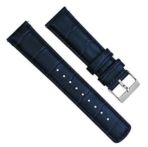 21mm Navy Blue - BARTON Alligator Grain - Quick Release Leather Watch Bands — view 2