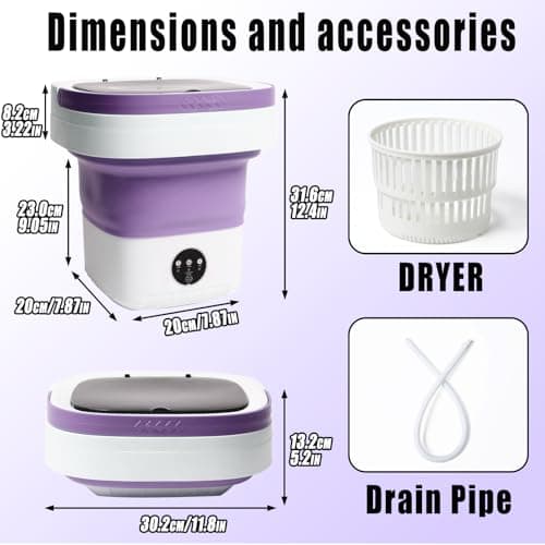 PXNTLA Mini Portable Foldable Washer - 16L Portable Washing Machine, Spin dryer, Small Folding Washing Machine 3 Cleaning Modes for Baby Clothes/Intimate Apparel, for Travel, Home — view 5