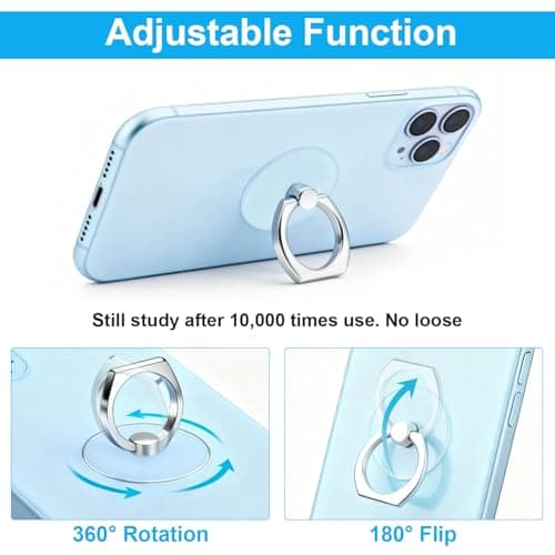 VOVIGGOL Transparent Phone Ring Holder Stand 2 Pcs, 360° Rotation Cell Phone Ring Holder Mobile Finger Kickstand Hand Phone Grip for iPhone, Clear Phone Ring for Phone Case (Round) — view 2