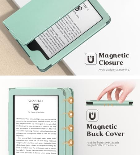 MoKo Case for 6" All-New Kindle(11th Generation 2024/2022 Release), Lightweight PU Leather Cover Stand Shell with Hand Strap Auto Wake/Sleep for Kindle 2024 11th Gen e-Reader, Agave Green — view 5