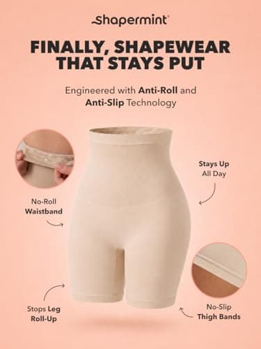 SHAPERMINT Shapewear for Women - High-Waisted Shapewear Tummy Control Shorts, Thigh Slimmer, Underwear for Women Nude — view 4