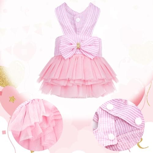 choyaxo Pink Dog Dress Cute Bowknot Tutu Pet Dress Summer Pet Clothe for Puppy Small Cats — view 2