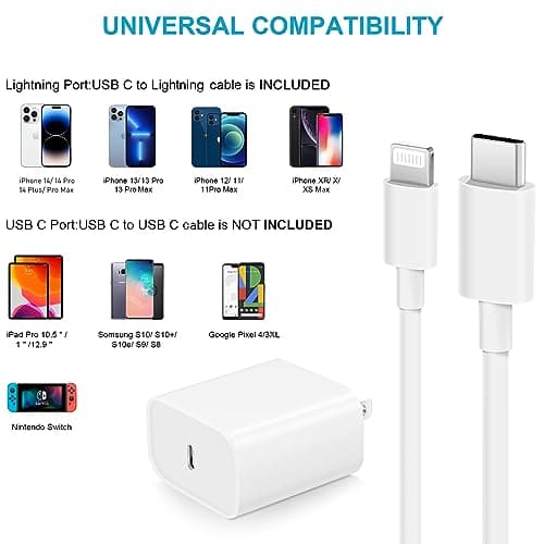 iPhone Fast Charger 3+3Pack 20W USB C Wall Charger with 6FT Fast Charging Cable Compatible with iPhone 14/13/12/11/Pro/Pro Max — view 3