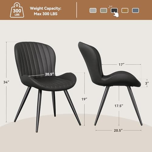 Daluvenix Dining Chairs Set of 4,Modern Fabric Dining Chairs Featuring Ergonomic Backrests, Thickly Padded Cushions, and Sturdy Metal Legs, Suitable for Kitchen, Living Room, and Bedroom,Black