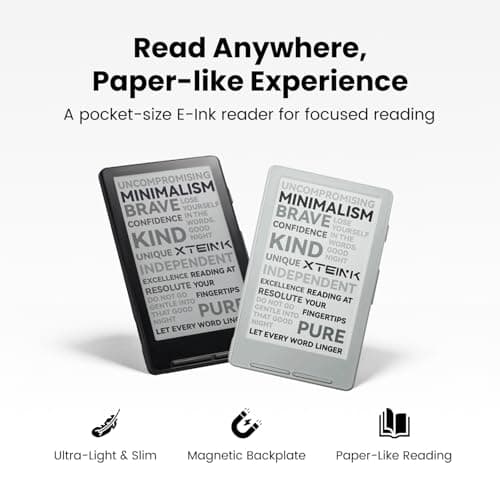 XTEINK X4 E-Book Reader (Developer Edition), 4.3" Pocket E-Ink eReader, Physical Page-Turn Buttons, Ultra-Thin 0.23" & 2.72 oz, Magnetic-Ready Design, Distraction-Free Reading, 16GB, Space Black