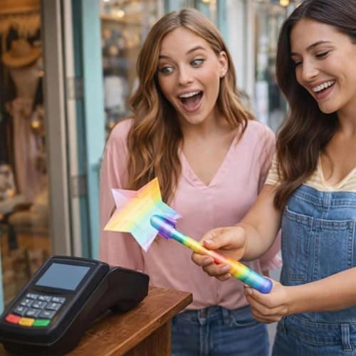 Fairy Pay Wand – 3D Printed Wand Tap to Pay, Star Tap Holder for Contactless NFC Transactions, Magic Fairy Payment Tool for Contactless Card Terminal Use (Light Purple) — view 3