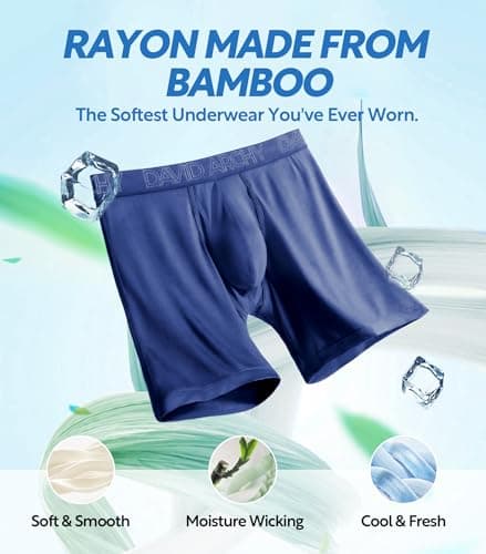 DAVID ARCHY Men's Underwear Bamboo Rayon Boxer Briefs with Fly Multipack