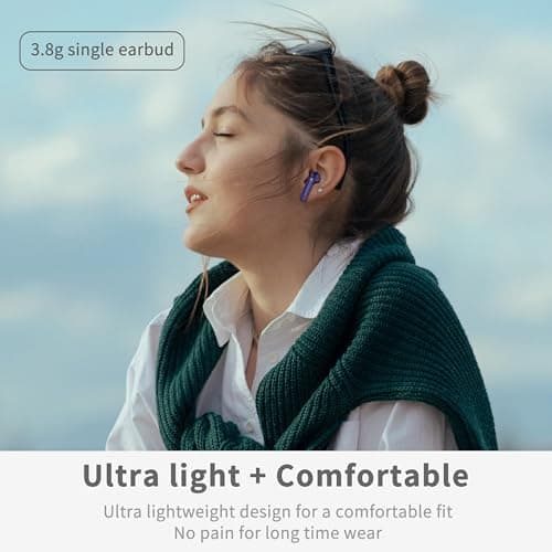 Wireless Earbuds, 2026 Bluetooth Ear Buds 5.4 Mini HiFi Stereo with 4 ENC Noise Cancelling Mics Wireless Headphones, in Ear Earphones 40H IP7 Waterproof, USB C, Bluetooth Earbuds for Sports, Gym, Blue — view 6
