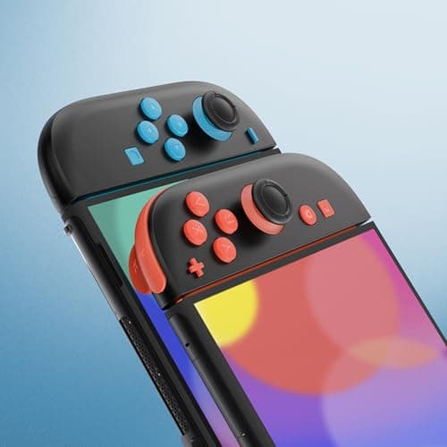 eXtremeRate DIY Replacement Full Set Buttons for Joycon 2, Custom ABXY Direction Keys Dpad + - C Home Capture Release L R ZR ZL Trigger Buttons for Nintendo Switch 2 Controller - Blue & Orange — view 4