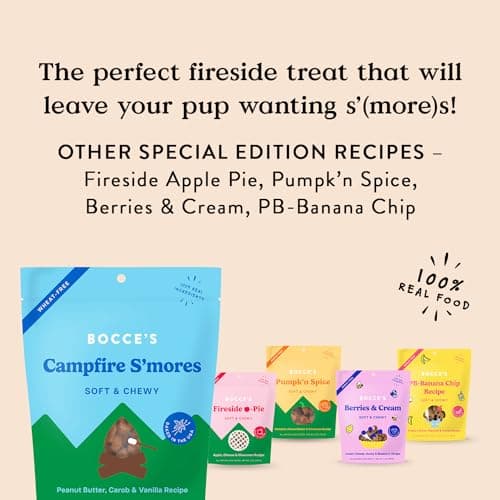 Bocce's Bakery Campfire S'Mores Treats for Dogs, Wheat-Free Everyday Dog Treats, Made with Real Ingredients, Baked in The USA, Natural Soft & Chewy Cookies, Peanut Butter, Carob, & Vanilla, 6 oz — view 4