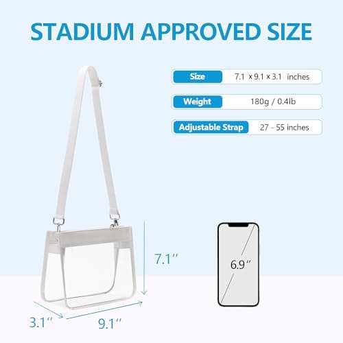 Paxiland Clear Stadium Crossbody Purse - Removable Strap, Water-resistant — view 2