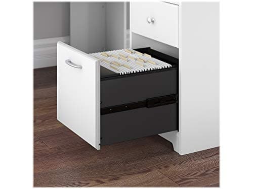 Bush Home Cabot 60W L Shaped Computer Desk with Hutch and Storage in White, 60-inch Corner PC Workstation for Home Office — view 3