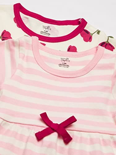 Touched by Nature baby girls Organic Cotton Short-sleeve and Long-sleeve Dresses Casual Dress, Toddler Petals Short Sleeve, 2T US