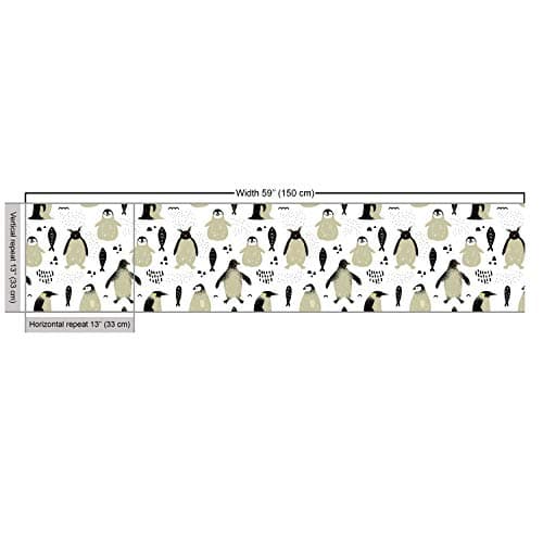 Lunarable Penguin Fabric by The Yard, Shower Theme Sketch Penguins North Pole Animals with Grunge Effect, Decorative Fabric for Upholstery and Home Accents, 2 Yards, Beige Ink — view 2