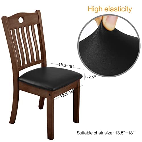 YISUN Dining Chair Seat Covers Set of 6, Pu Leather Waterproof Dining Room Chair Covers, Stretch Chair Cover for Dining Room Chair Protector Slipcover for Kitchen, Hotel