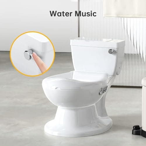 2-in-1 Toddler Potty Training Toilet with Real Flush Sound & Wipes Storage, Portable Non-Slip Baby Potty Chair with Built-in Paper Holder, Easy-Clean Potty Seat for Boys & Girls
