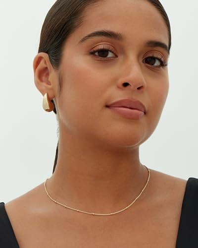 PAVOI 14K Gold Plated 925 Sterling Silver Post Teardrop Chunky Hoop Earrings - Lightweight Drop Yellow for Women - 22mm Designer Earring — view 4