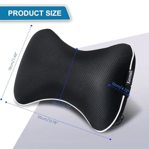 Keemall Car Neck Pillow, Soft Headrest Inflatable Car Pillow for Driving Seat with Adjustable Strap, Comfortable Ergonomic Design Neck Support and Breathable Washable Cover (Black 1 Pack) — view 6