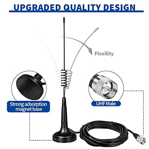 Bingfu Long Range CB Antenna 27MHz Magnetic Base Handheld CB Radio Antenna PL259 & BNC Male Compatible with Cobra Midland Uniden Maxon President Vehicle Car Truck Mobile CB Radio Handheld CB Radio — view 2
