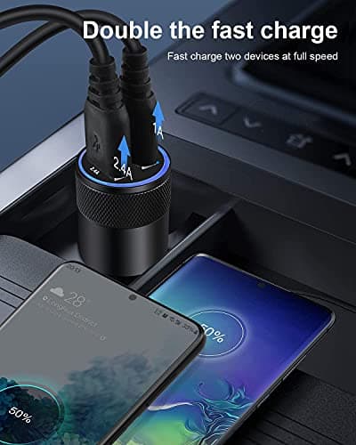 Car Charger [2Pack/3.4a] Fast Charge Dual Port USB Cargador Lighter Adapter — view 5