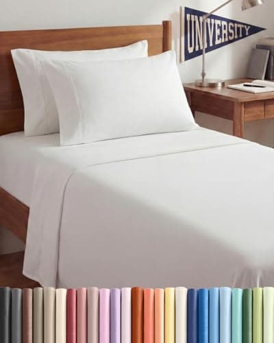 Twin XL 4 Piece Sheet Set - Cooling & Breathable Bed Sheets - Hotel Luxury Bed Sheets for Women, Men, Kids & Teens - Bedding with Deep Pockets & Easy Fit - Soft and Wrinkle Free - Twin XL White Sheets