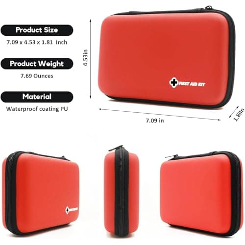 First Aid Kit Red Portable Compact Waterproof Mini Refill Supplies for Home Car Travel Camping Truck Hiking Sports Office Outdoor Emergencies