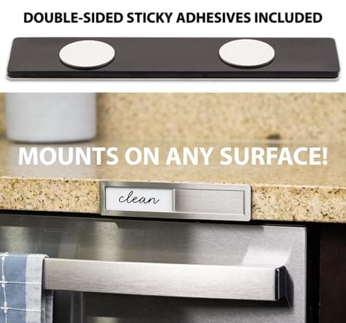 Stainless Steel Dishwasher Magnet Clean Dirty Sign - Clean/Dirty Magnetic Signs That Says Clean & Dirty for Home or Kitchen - Optional Adhesive for Non-Metal Surfaces - Black and White — view 5