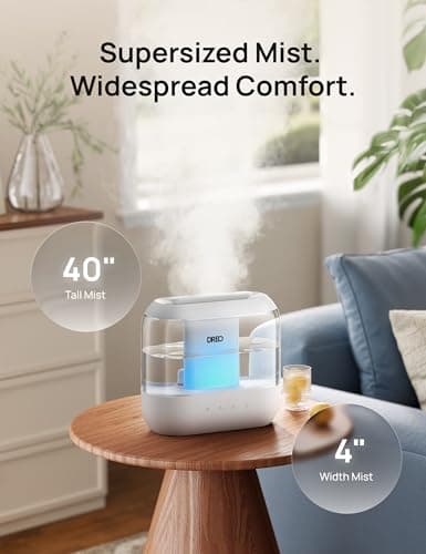 DREO Humidifiers for Bedroom, 4L Top Fill for Large Room, 36H Runtime [Ultra-Strong Mist Output] Quiet Cool Mist Air Humidifier for Baby Nursery, Plants, Indoor, Night Light, Easy to Clean — view 2