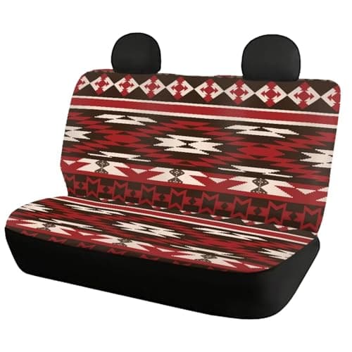 WELLFLYHOM Aztec Tribal Pattern Rear Bench Seat Cover for Cars Truck SUV Universal Car Seat Covers Navajo Car Accessories Back Seat Backrest Protector Set of 2 — view 4