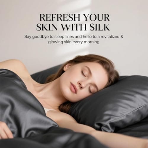 Ravmix Silk Pillow Case for Hair and Skin with Hidden Zipper, Both Sides 21Momme Mulberry Silk Pillowcase Cooling Pillow Cover, Gift for Women Men, Standard Size 20×26 inches, 1PCS, Space Gray