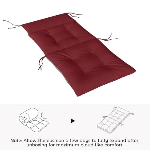 Outsunny Patio Chair Cushions Set of 4, Waterproof Lounge Chair Cushions with Ties, Non-Slip Replacement Seat Pads for Indoor Outdoor, Garden Furniture, 44"x21", Wine Red — view 5
