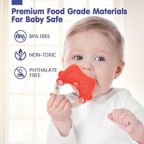 hahaland Baby Teething Toys, Infant Newborn Toys 0-3 3-6 Months, Silicone Babies Teether Rattles, Baby Shower Gifts for Newborn Boys Girls, 10 Pcs with Storage Box for 0 Months+ — view 2