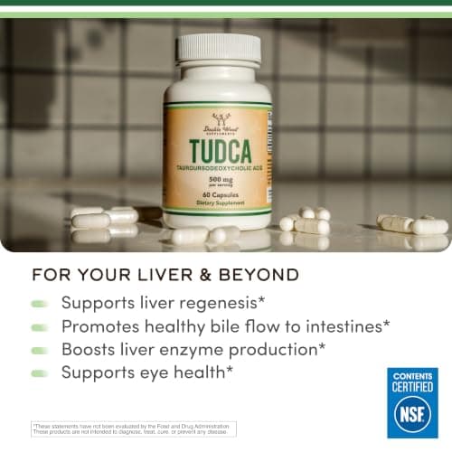 TUDCA Bile Salts Liver Support Supplement, 500mg Servings, Liver and Gallbladder Cleanse Supplement (60 Capsules, 250mg) Genuine Bile Acid TUDCA with Strong Bitter Taste by Double Wood — view 6