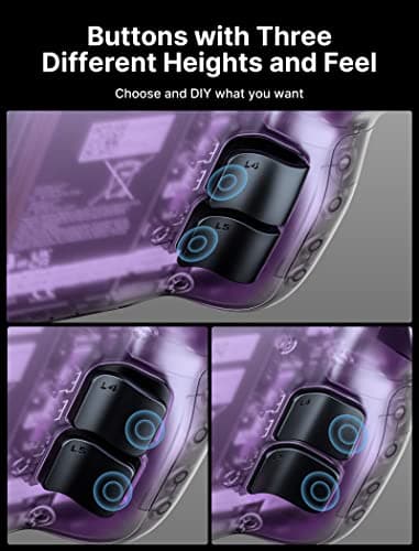 JSAUX Transparent Back Plate Compatible for Steam Deck, DIY Clear Edition Replacement Shell Case Compatible with Steam Deck, Buttons with Three Different Heights and Feel - PC0106 [Purple] — view 5