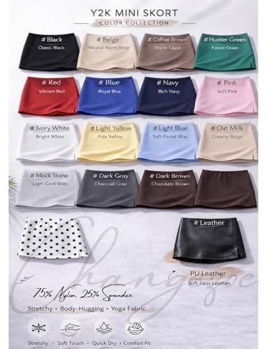 CHANGEZOE Women's Mini Skorts Mid-Low Rise Mini Skirt with Shorts Side Slit Stretchy Sexy Y2K Going Out Skirts Black — view 5