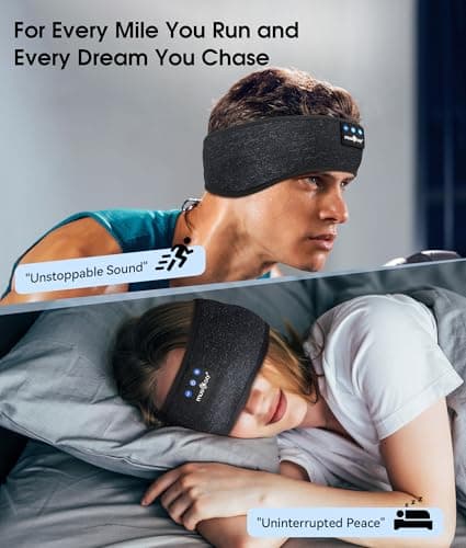 MUSICOZY Sleep Headphones Bluetooth Headband, Wireless Music Sleeping Headphones Sleep Mask Earbuds IPX6 Waterproof for Side Sleepers Workout Running Insomnia Travel Yoga Cool Tech Gadgets Unique Gift