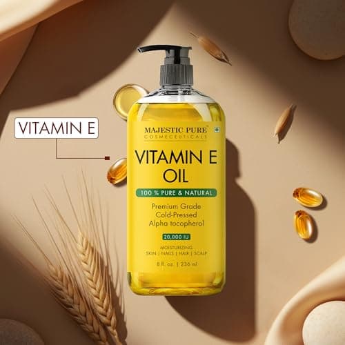 Majestic Pure Vitamin E Oil - 100% Pure & Natural, 20,000 IU | Premium Grade, Cold-Pressed and Tocopherol to Repair Dry, Damaged Skin| Moisturizing Skin, Hair and Scalp 8 Fl Oz — view 4
