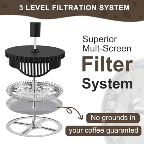 wedrink French Press Coffee Maker 34OZ, Heat Resistant Borosilicate Glass Carafe/Tea Maker Coffee Press Frother Brewer (1000ml) — view 4